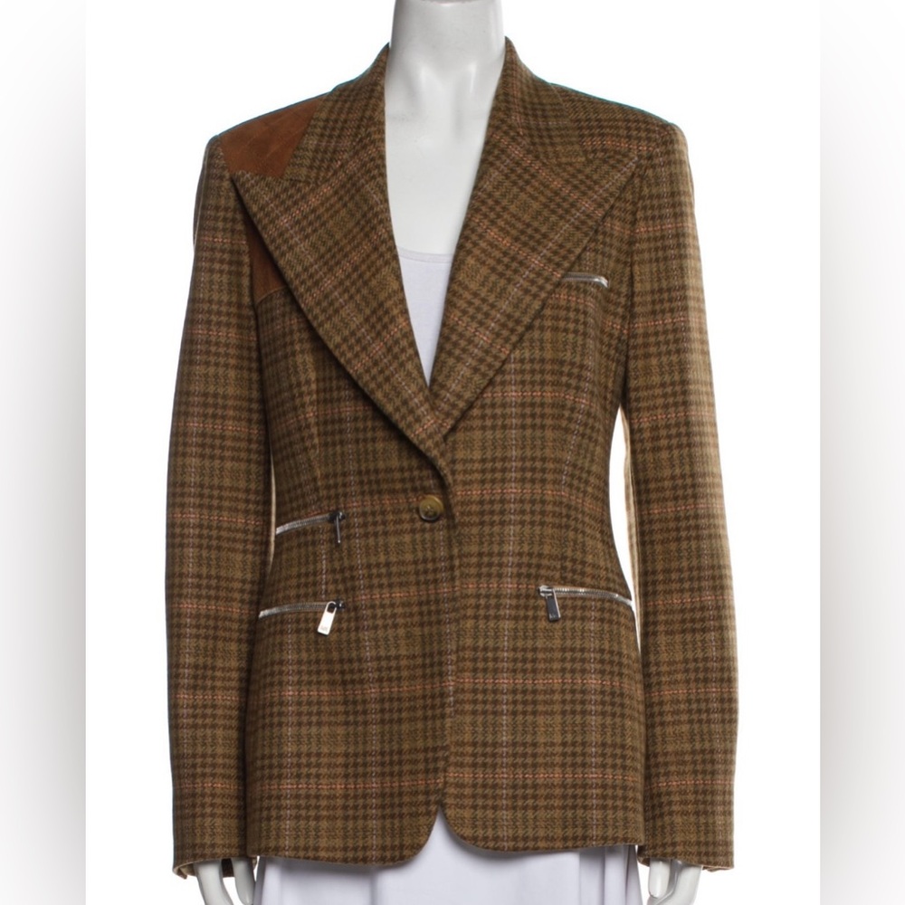 MICHAEL KORS, Virgin Wool Plaid Blazer, Size 12, XL